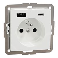 SCHNEIDER Zásuvka s USB nabíječkou, Sedna D/E, 250V, 16A, USB A+C 3,0A, Bílá