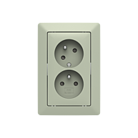 ABB Zoni 5513T-C02357 143 Zásuvka dvojnásobná, s clonkami, s natočenou dutinou olivová / bílá