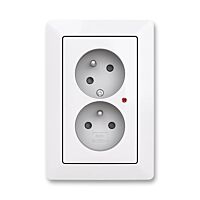 ABB ZONI Dvojzásuvka 5593T-C02357 500 s clonkami, s natočenou dutinou, s ochranou před přepětím, bílá