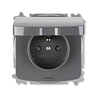 ABB TANGO Zásuvka 6619A-A06697 S2 s víčkem a clonkami, bezšroubové svorky, IP44, kouřová šedá