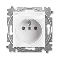 ABB LEVIT Zásuvka 6619H-A06397 03 s víčkem a clonkami, bezšroubové svorky, IP40, bílá / bílá