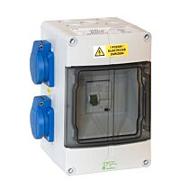 SPELSBERG Skříň ak004s0711 200x170x115mm zásuvková, 4x230V/16A z boku, s chráničem, UV odolná