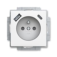 ABB ZONI Zásuvka 5569T-A32357 240 jednonásobná s clonkami, s nabíjením USB-A, USB-C, matná bílá