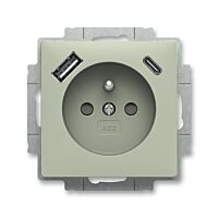 ABB ZONI Zásuvka 5569T-A32357 243 jednonásobná s clonkami, s nabíjením USB-A, USB-C, olivová
