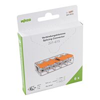 WAGO Svorka 221-615/995-006 Páčková spojovací pro všechny druhy vodičů max. 6 mm² transparentní
