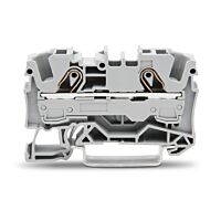 WAGO Svorka 2006-1201 2vodičová průchozí, boční a středový popis, na DIN lištu 35 × 15 a 35 × 7,5, push-in CAGE CLAMP®, 6 mm², šedá