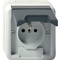 Zásuvka GIRA 048530 IP44 šedá s víčkem