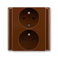 ABB CLASSIC Dvojzásuvka 5512-2249 H3 chráněná, 81x81 mm, hnědá