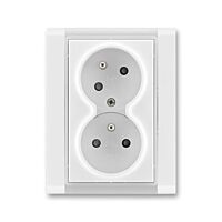 ABB Zásuvka TIME 5513F-C02357 01,dvojnásobná chráněná s clonkami, bezšroubová,ledová bílá