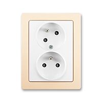 ABB SWING Dvojzásuvka 5513J-C02357 B1C1 s clonkami, s natočenou dutinou, jasně bílá/krémová