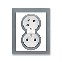 ABB NEO Dvojzásuvka 5513M-C02357 44 s clonkami, s natočenou dutinou, IP40, bílá/ledová šedá