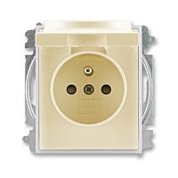 ABB Zásuvka 5519E-A02397 21,jednonásobná, chráněná, s clonkami a víčkem, bezšroubová, slonová kost/led bílá