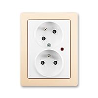 ABB SWING Dvojzásuvka 5593J-C02357 B1C1 s natočenou dutinou, s ochranou před přepětím a optickou signalizací poruchy, jasně bílá/krémová