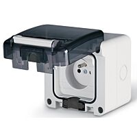 SCAME Zásuvka PROTECTA na omítku šedá IP66