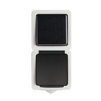 KANLUX Spínač TEKNO jednopólový + zásuvka  s ochranou kontaktů 16A 250AC IP54