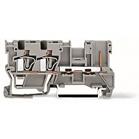 WAGO Svorka 769-251 základní – 2 vodiče / 1 pin 4 mm² Na DIN lištu 35 × 15 a 35 × 7,5, šedá