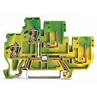 WAGO Svorka 870-107 základní dvoupatrová – 2 vodiče / 2 piny Vidlicová pro ochranný vodič – 2 vodiče / 2 piny 2,5 mm², zelenožlutá