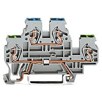 WAGO Svorka 870-517 Dvoupatrová pro ochranný vodič / průchozí 2,5 mm², šedá