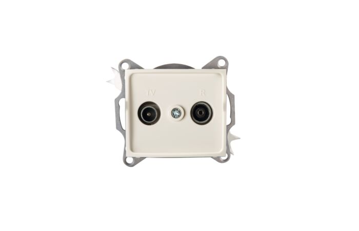 LOGI Zásuvka TV-R průběžná - krémová