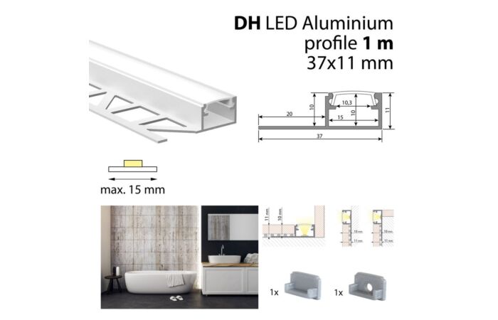 Profil AL 37/11mm DH mléčný komplet 1m
