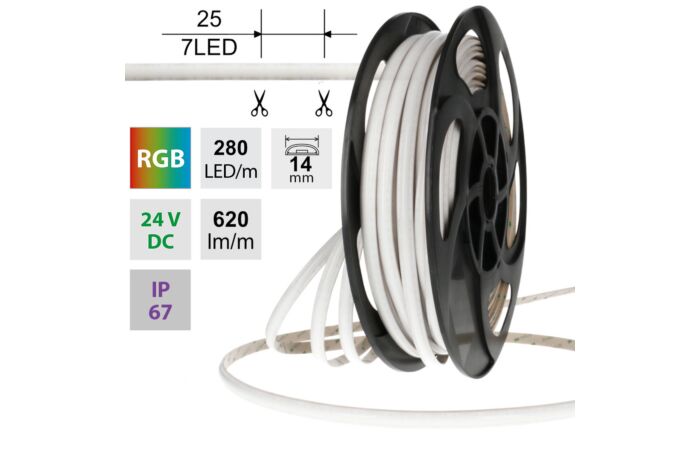 LED pásek Dot-Free RGB, 280LED/m, 14W/m,