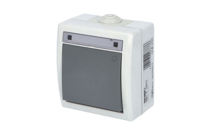 FAMATEL Spínač 19077 č.1/0 IP55 sym. zvonek šedá