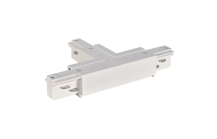 SLV Spojka-T EUTRAC  s možností napájení, uzemnění vnitřní, vlevo, bílá