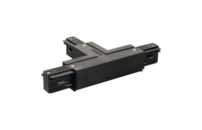 SLV Spojka-T EUTRAC  s možností napájení, uzemnění vnitřní, vlevo, černá