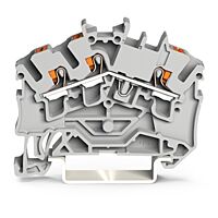 WAGO Svorka 2202-6301 3vodičová průchozí s ovládacím tlačítkem 2,5 mm², šedá