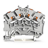 WAGO Svorka 2202-6401 4vodičová průchozí s ovládacím tlačítkem 2,5 mm², šedá