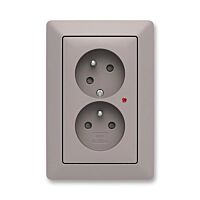 ABB ZONI Dvojzásuvka 5593T-C02357 144 s clonkami, s natočenou dutinou, s ochranou před přepětím, greige / bílá