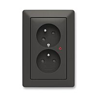 ABB ZONI Dvojzásuvka 5593T-C02357 237 s clonkami, s natočenou dutinou, s ochranou před přepětím, matná černá