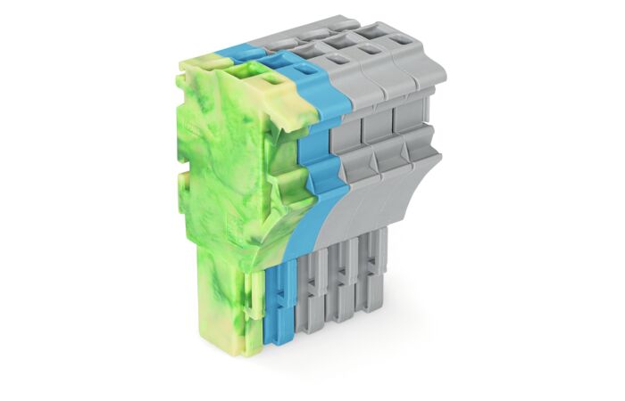 WAGO Svorka 2022-105/000-039 1vodičová pružinová Push-in CAGE CLAMP®, 4 mm², zelenožlutá/modrá/šedá