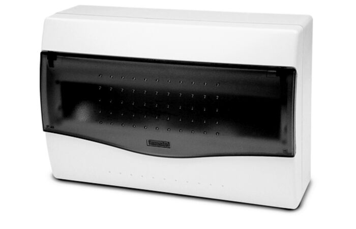 FAMATEL Skříň NUOVA 3612 12TE na omítku průhledné dveře IP40