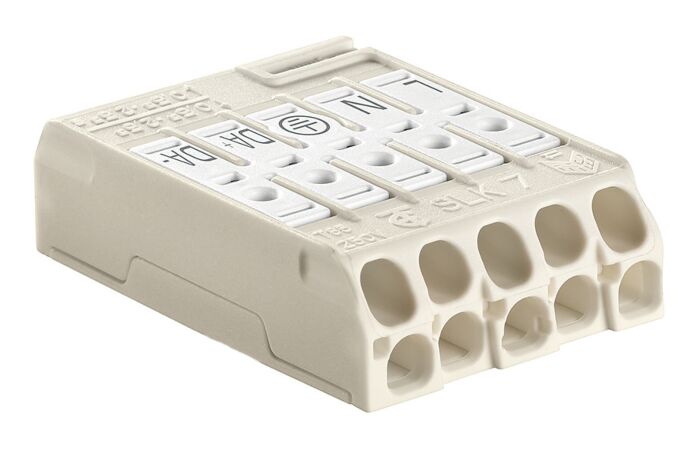 ELECTRO-TERMINAL Svorkovnice SLK 7/5 OF TAPE (L-N-E-DA+-DA-) pro svítidla, bezšroubová