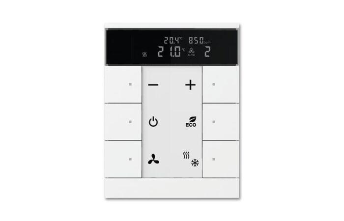 ABB TENTON Ovladač 2CKA006330A0010 6násobný kombinovaný, s ovládáním HVAC, snímačem CO₂ / vlhkosti, studio bílá, SBC/U6.0.1-84