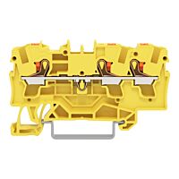 WAGO Svorka 2204-1306 3vodičová průchozí s ovládacím tlačítkem 4 mm², žlutá