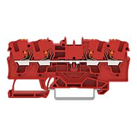 WAGO Svorka 2204-1403 4vodičová průchozí s ovládacím tlačítkem 4 mm², červená