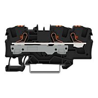 WAGO Svorka 2206-1305 3vodičová průchozí s ovládacím tlačítkem 6 mm², černá