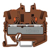 WAGO Svorka 2252-1201/000-014 2vodičová průchozí Mini s ovládacím tlačítkem 2,5 mm², hnědá