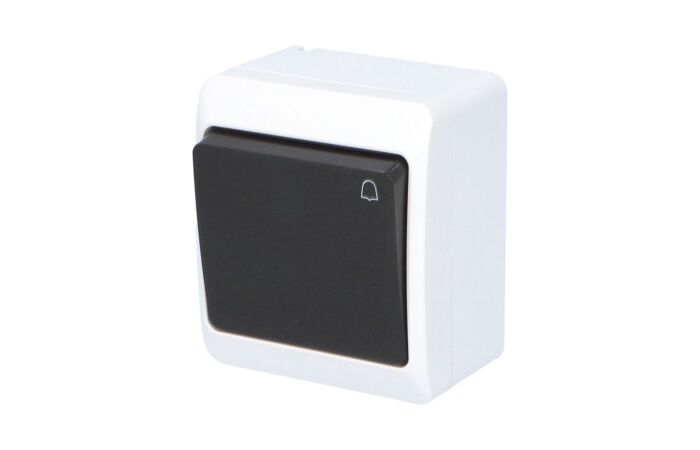 FAMATEL GALATEA Tlačítko symbol zvonek č.1/0 10A 230V na omítku IP44 bílá/černá