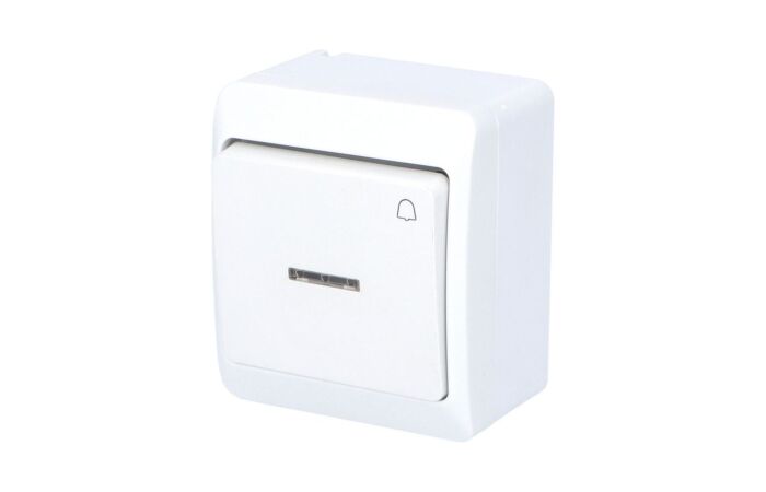 FAMATEL GALATEA Tlačítko podsvětlené symbol zvonek č.1/0So 10A 230V na omítku IP44 bílá