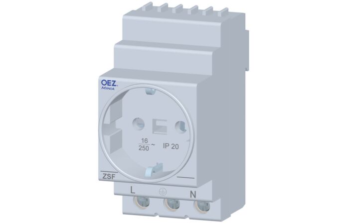 OEZ Zásuvka ZSF-06 na lištu průběžná schuko