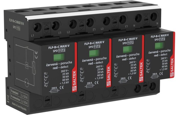 SALTEK Svodič I+II FLP-MAXI V/4 bleskových proudů, kombinovaný