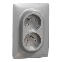 SCHNEIDER Zásuvka Unica 16A dvojzásuvka pootočená aluminium