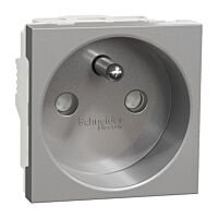 SCHNEIDER Zásuvka Unica 250V/16A 2P+E, clonky, šroubová, aluminium