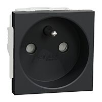 SCHNEIDER Zásuvka Unica 250V/16A 2P+E, clonky, šroubová, antracit