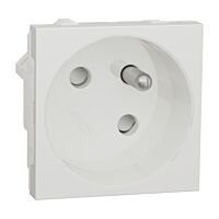 SCHNEIDER Unica - Zásuvka 45° 250V/16A 2P+E, clonky, bezšroubová, Bílá