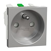 SCHNEIDER Zásuvka Unica 250V/16A 2P+E, clonky, bezšroubová, aluminium