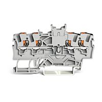 WAGO Svorka 2201-1441 dvojitá průchozí s ovládacím tlačítkem 1,5 mm², šedá